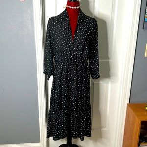 Zara Woman Medium polka dot long sleeve tiered dress